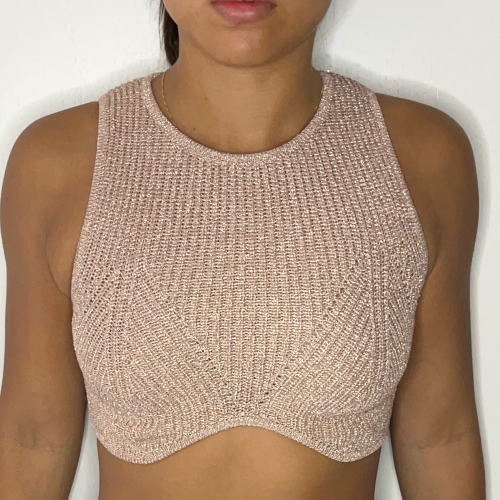 Pink shimmery crop top size XS
